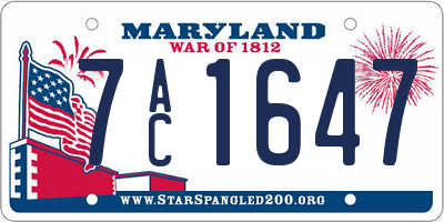 MD license plate 7AC1647