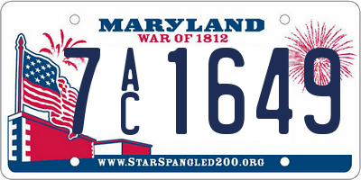 MD license plate 7AC1649