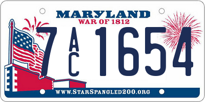 MD license plate 7AC1654