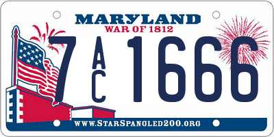MD license plate 7AC1666