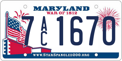MD license plate 7AC1670