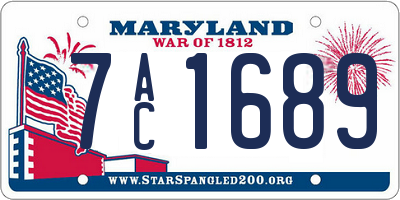 MD license plate 7AC1689