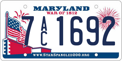 MD license plate 7AC1692