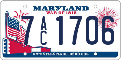 MD license plate 7AC1706