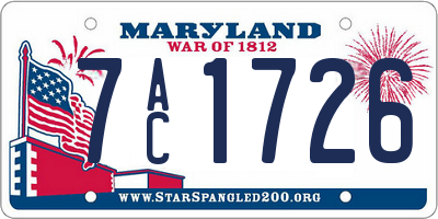MD license plate 7AC1726