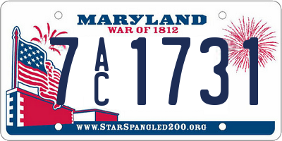 MD license plate 7AC1731