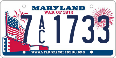 MD license plate 7AC1733