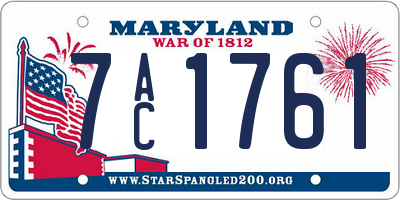 MD license plate 7AC1761