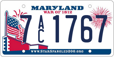 MD license plate 7AC1767