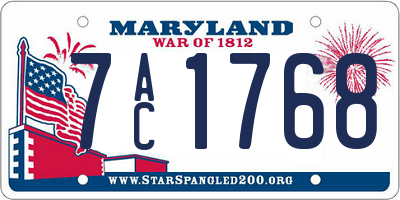 MD license plate 7AC1768