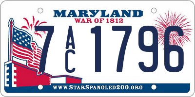 MD license plate 7AC1796