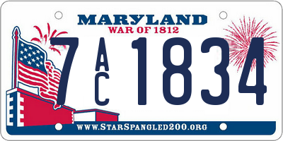 MD license plate 7AC1834