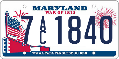 MD license plate 7AC1840