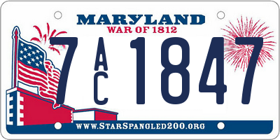 MD license plate 7AC1847