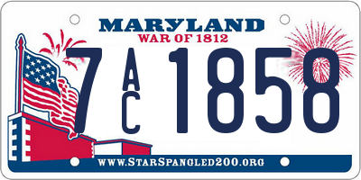 MD license plate 7AC1858