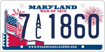MD license plate 7AC1860