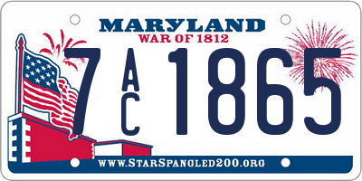 MD license plate 7AC1865