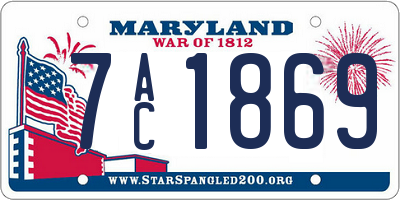 MD license plate 7AC1869