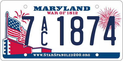 MD license plate 7AC1874