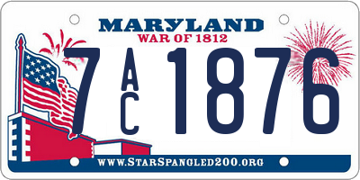 MD license plate 7AC1876