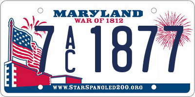 MD license plate 7AC1877