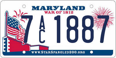 MD license plate 7AC1887