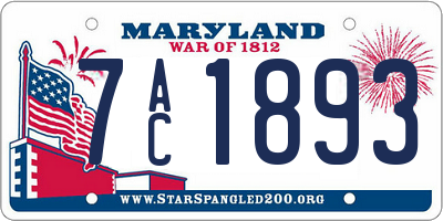 MD license plate 7AC1893