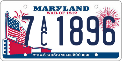 MD license plate 7AC1896