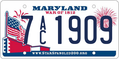 MD license plate 7AC1909