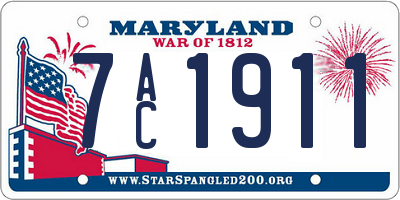MD license plate 7AC1911