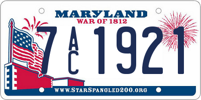 MD license plate 7AC1921