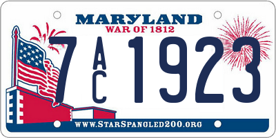 MD license plate 7AC1923