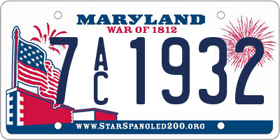 MD license plate 7AC1932