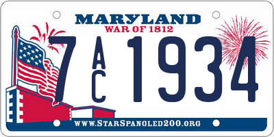 MD license plate 7AC1934