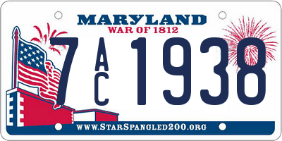 MD license plate 7AC1938