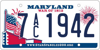MD license plate 7AC1942