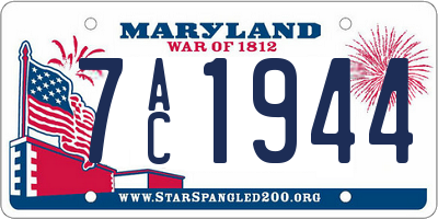 MD license plate 7AC1944