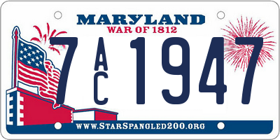 MD license plate 7AC1947