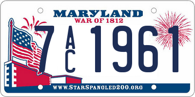 MD license plate 7AC1961
