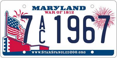 MD license plate 7AC1967