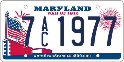 MD license plate 7AC1977
