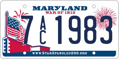 MD license plate 7AC1983