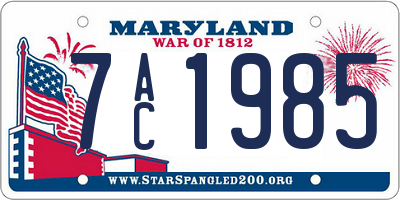 MD license plate 7AC1985