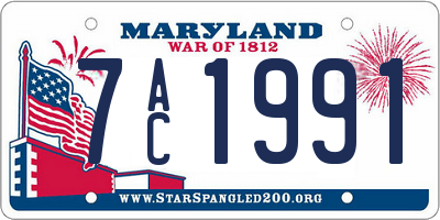 MD license plate 7AC1991