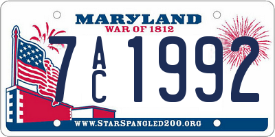 MD license plate 7AC1992