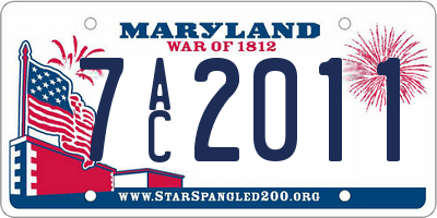 MD license plate 7AC2011