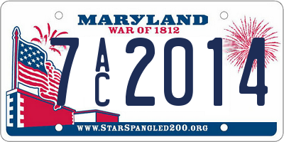MD license plate 7AC2014