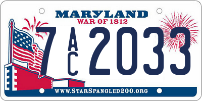 MD license plate 7AC2033
