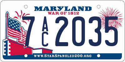 MD license plate 7AC2035