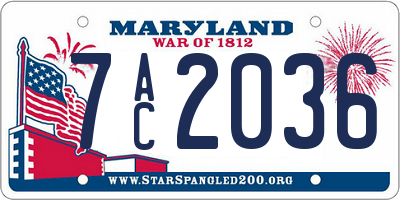 MD license plate 7AC2036